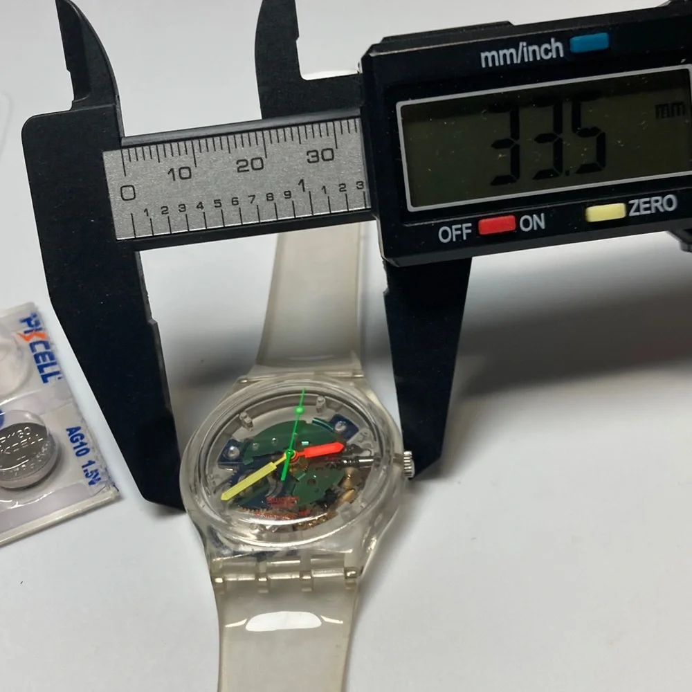 Swatch GZ159 jelly skeleton piano, clear strap and case, new battery, Y2K